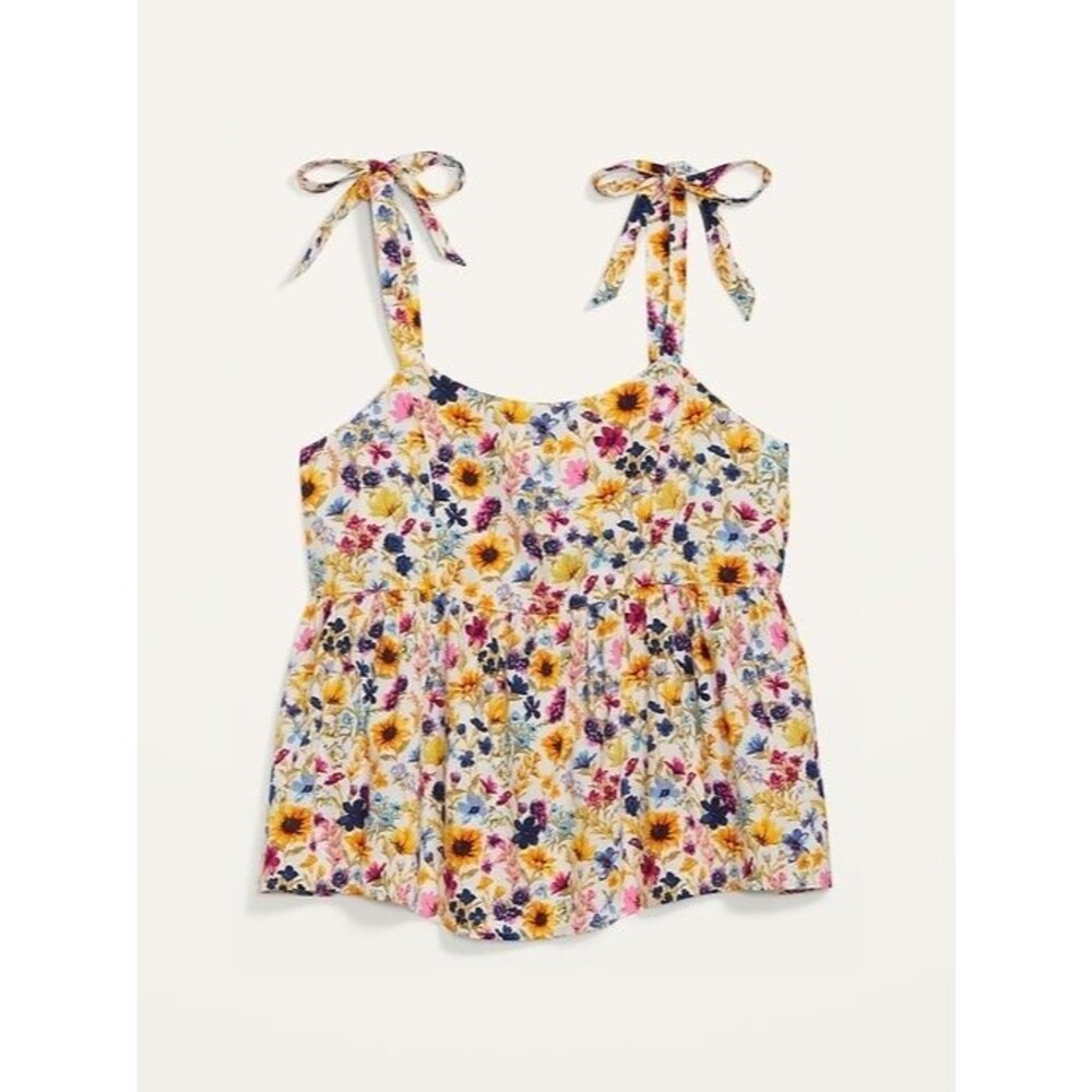 Old Navy NWT Tie Shoulder Floral Print Cami Swing Tank Size Large Feminine Fairy